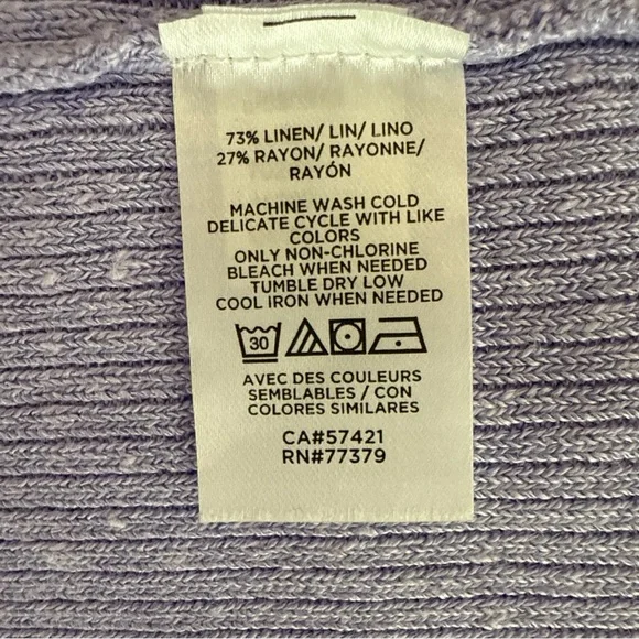 Ann Taylor Linen Blend Open Cardigan Lavender Long Sleeve Size Medium Casual - Picture 4 of 7